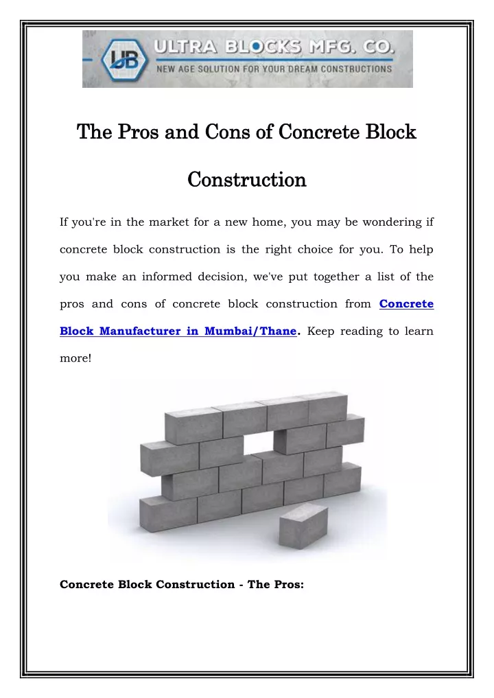 the pros and cons of concrete block the pros