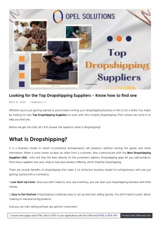 How to choose the Top Dropshipping Suppliers | Opelsolutions