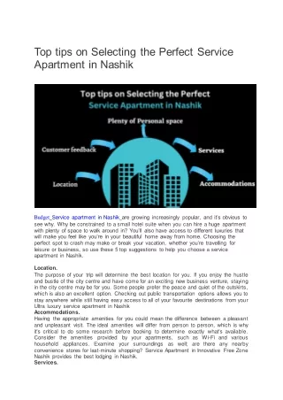 Top tips on Selecting the Perfect Service Apartment in Nashik 11