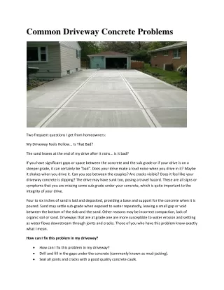 Common Driveway Concrete Problems
