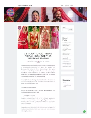 13 Traditional Indian Bridal look for this Wedding Season