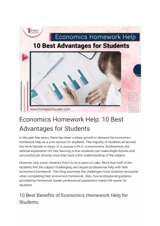 Economics Homework Help 10 Best Advantages for Students