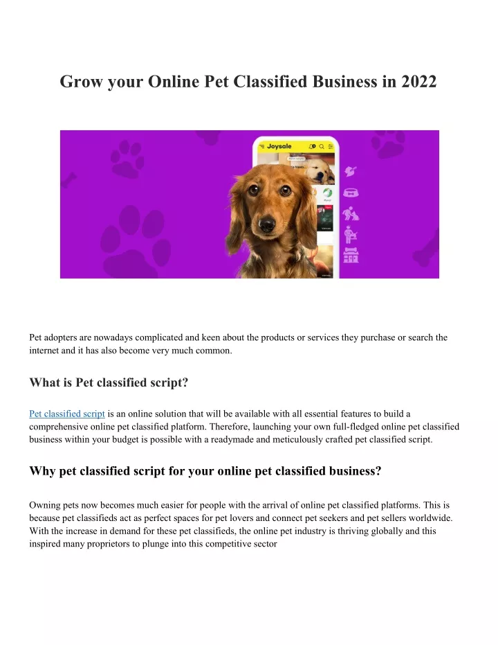 grow your online pet classified business in 2022