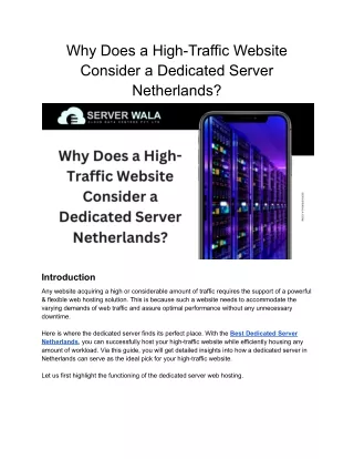 why does a high traffic website consider