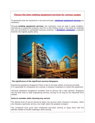 choose the best rotating equipment services