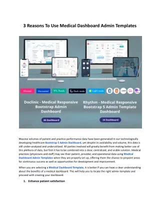 3 reasons to use medical dashboard admin templates