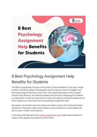 8 Best Psychology Assignment Help Benefits for Students