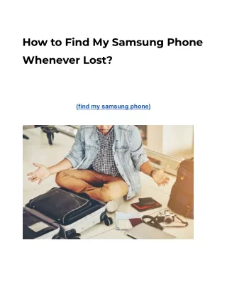 How to Find My Samsung Phone Whenever Lost?