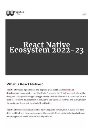 React Native Ecosystem 2023 | Software Product Engineering Services