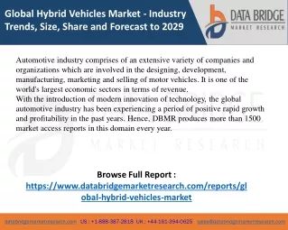 Global Hybrid Vehicle Market Size & Share Surpass USD 339.7 billion by 2029
