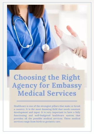 Choosing the Right Agency for Embassy Medical Services