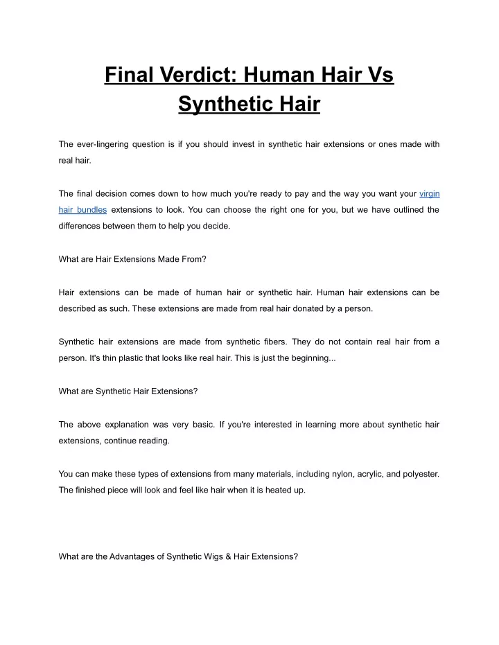 final verdict human hair vs synthetic hair