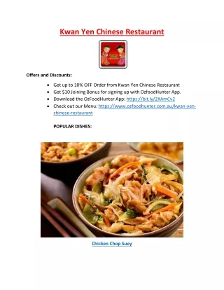 Up to 10% off - Kwan Yen Chinese Restaurant menu