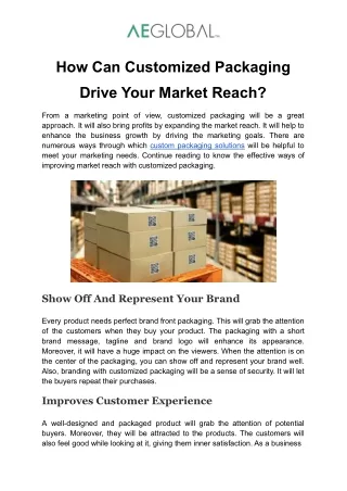 How Can Customized Packaging Drive Your Market Reach