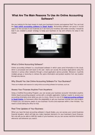 What Are The Main Reasons To Use An Online Accounting Software