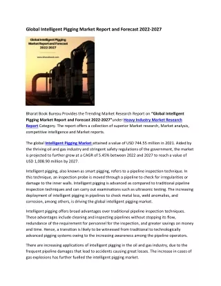 global intelligent pigging market report
