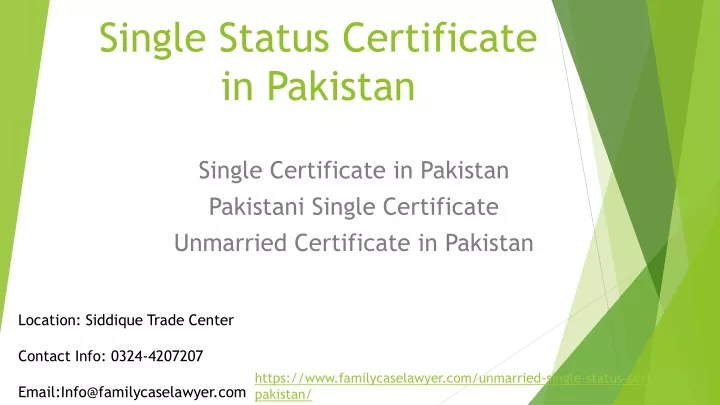 single status certificate in pakistan