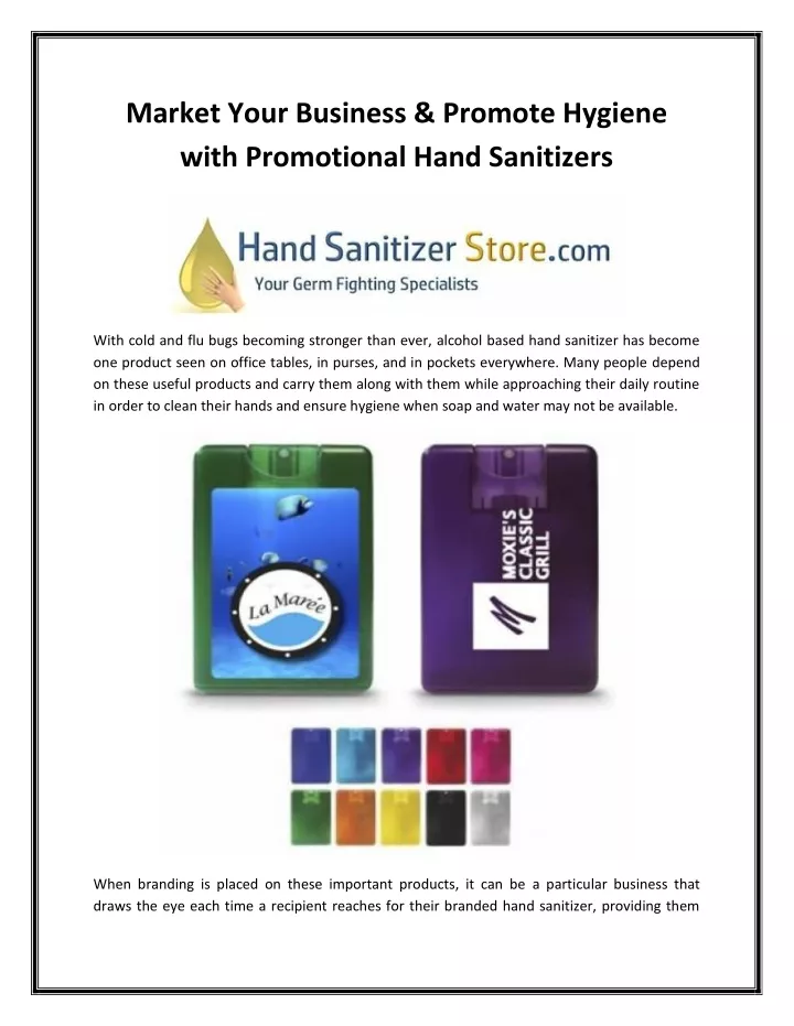 market your business promote hygiene with