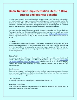 Know NetSuite Implementation Steps To Drive Success and Business Benefits