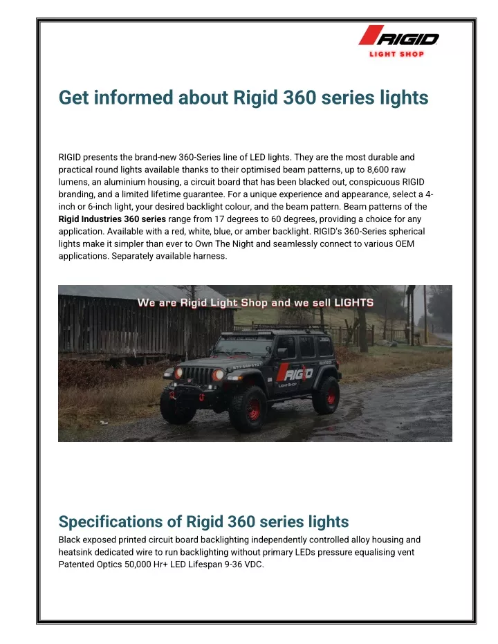 get informed about rigid 360 series lights rigid