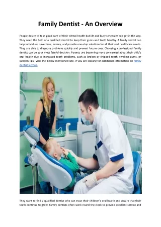 Family Dentist - An Overview