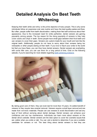 Detailed Analysis On Best Teeth Whitening