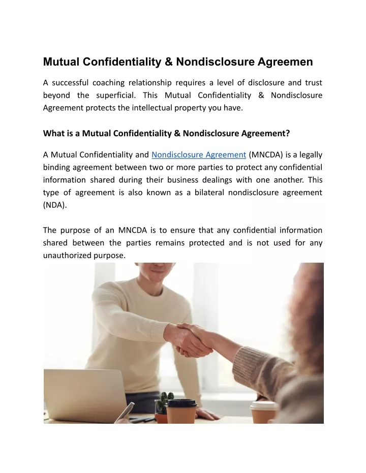 mutual confidentiality nondisclosure agreemen