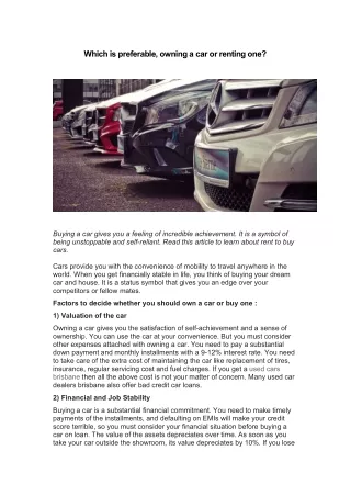 Which is preferable, owning a car or renting one ?