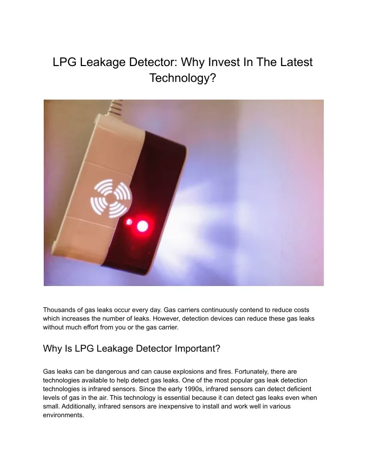 lpg leakage detector why invest in the latest