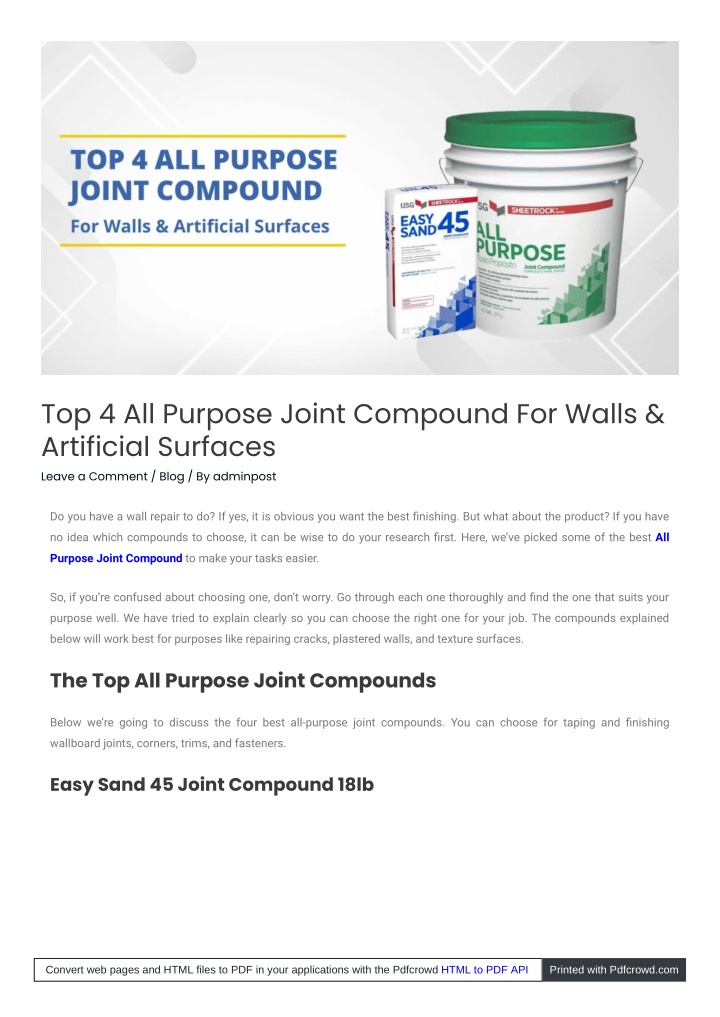 top 4 all purpose joint compound for walls