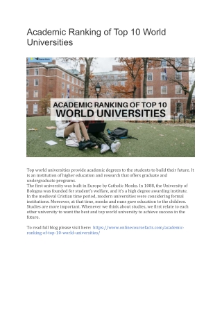 Academic Ranking of Top 10 World Universities