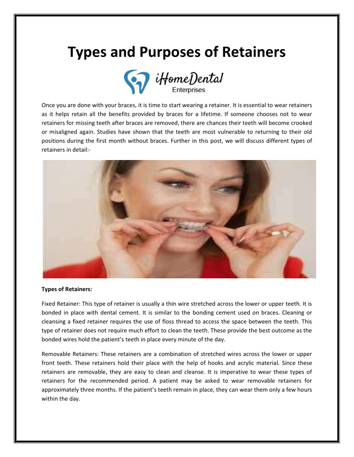 types and purposes of retainers