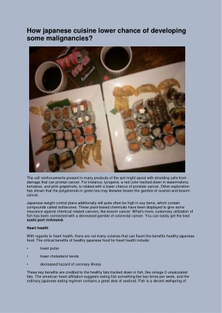 how japanese cuisine lower chance of developing