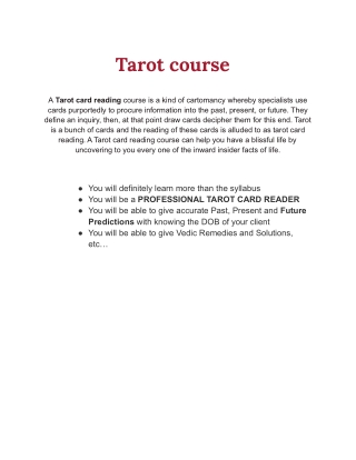 Tarot Course in Delhi