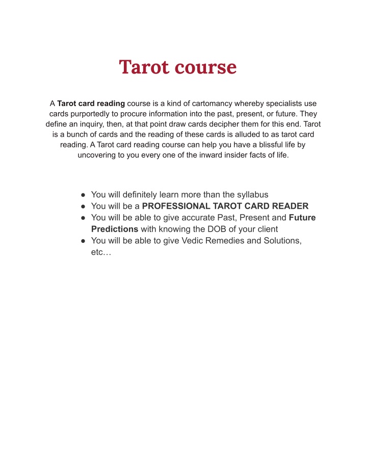 tarot course