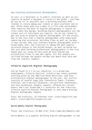 san francisco architectural photographers if your