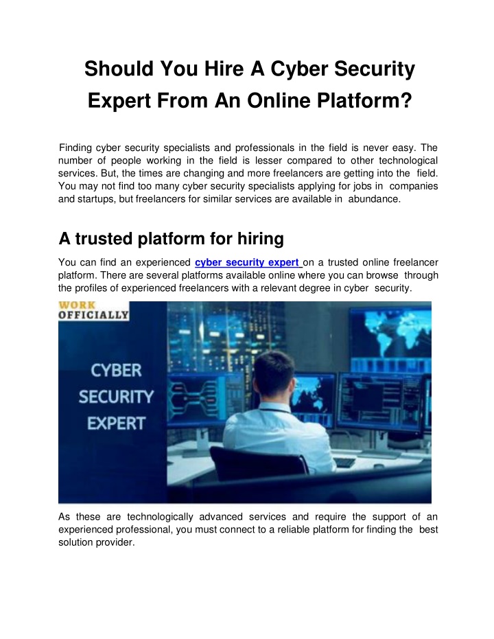 should you hire a cyber security expert from