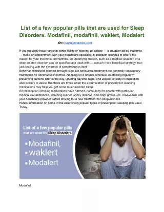 List of a few popular pills that are used for Sleep Disorders..docx
