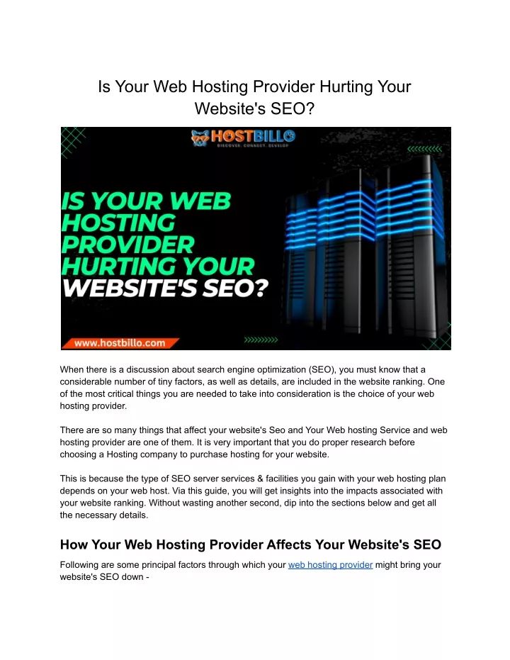 is your web hosting provider hurting your website