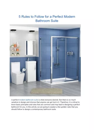 5 rules to follow for a perfect modern bathroom
