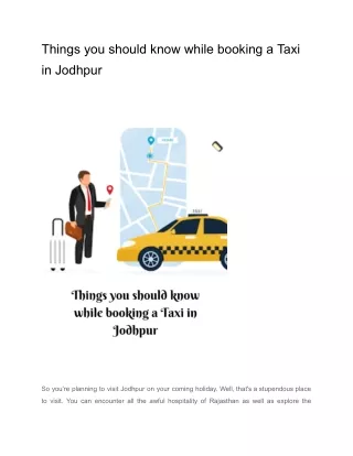 Things you should know while booking a Taxi in Jodhpur_