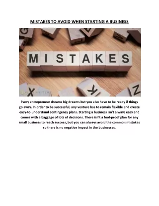 MISTAKES TO AVOID WHEN STARTING A BUSINESS