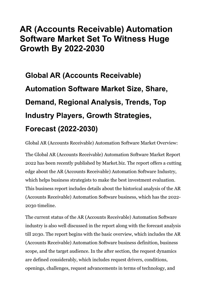 ar accounts receivable automation software market