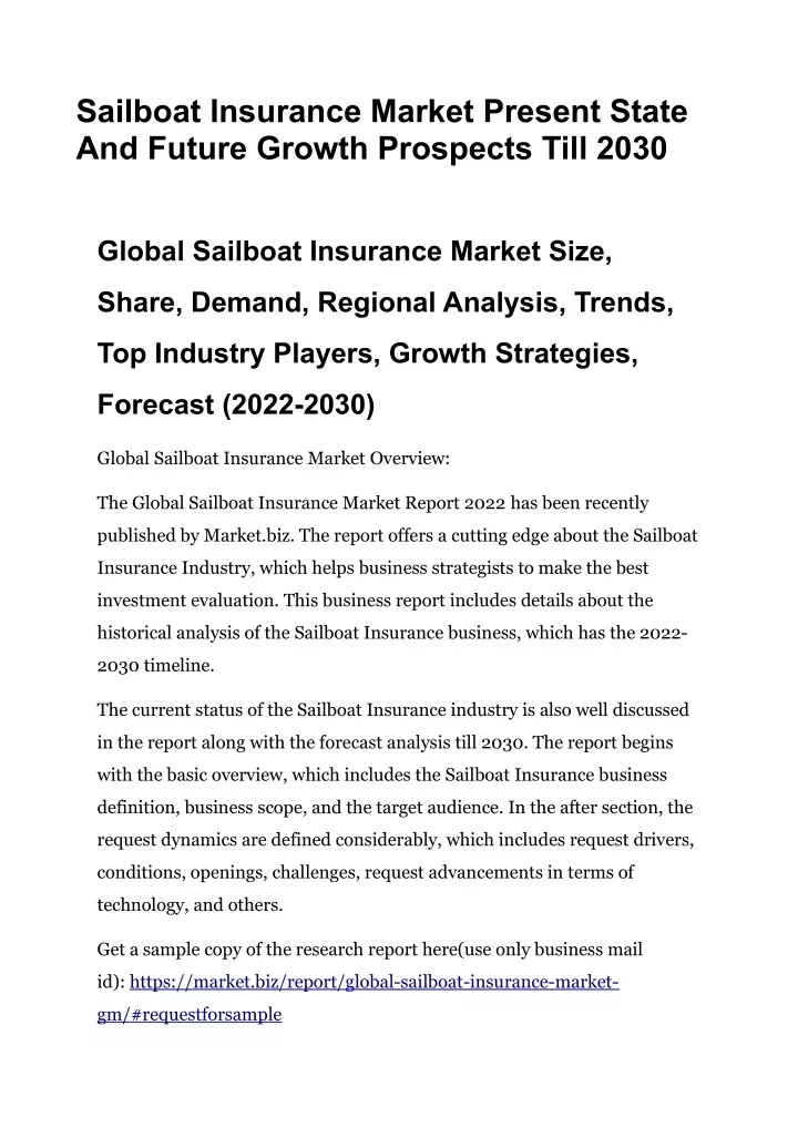 sailboat insurance market present state