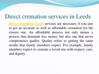 Importance of Direct Cremation Leeds