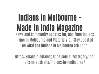 Indians In Melbourne - Made In India Magazine