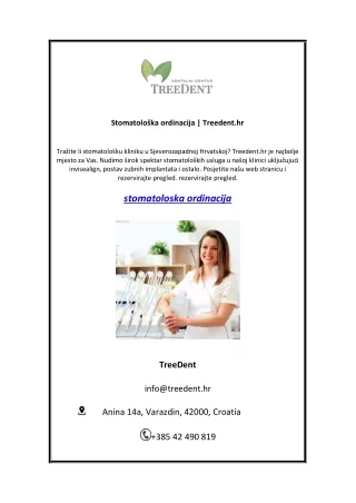 Stomatološka ordinacija | Treedent.hr