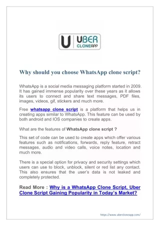 why should you choose whatsapp clone script