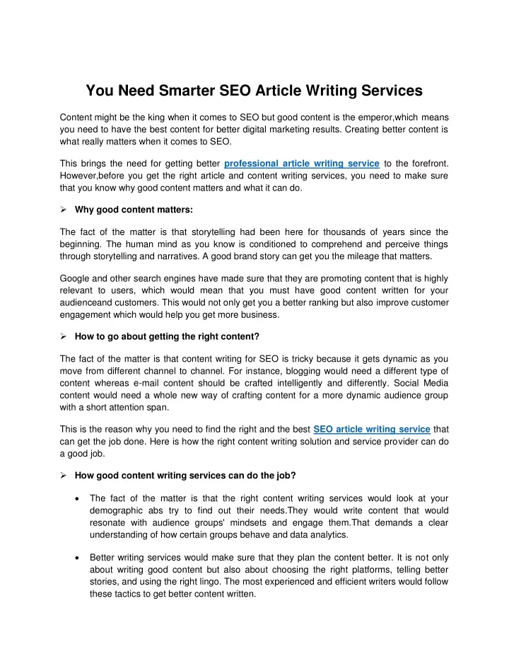 you need smarter seo article writing services