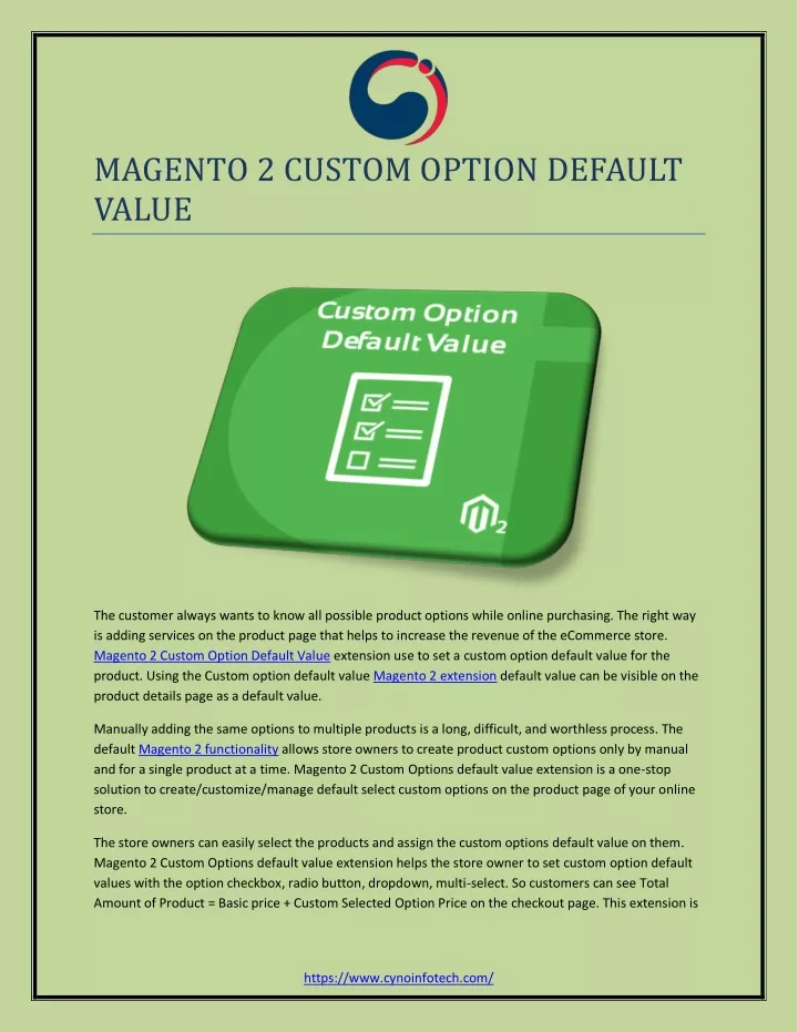 magento 2 custom option default value